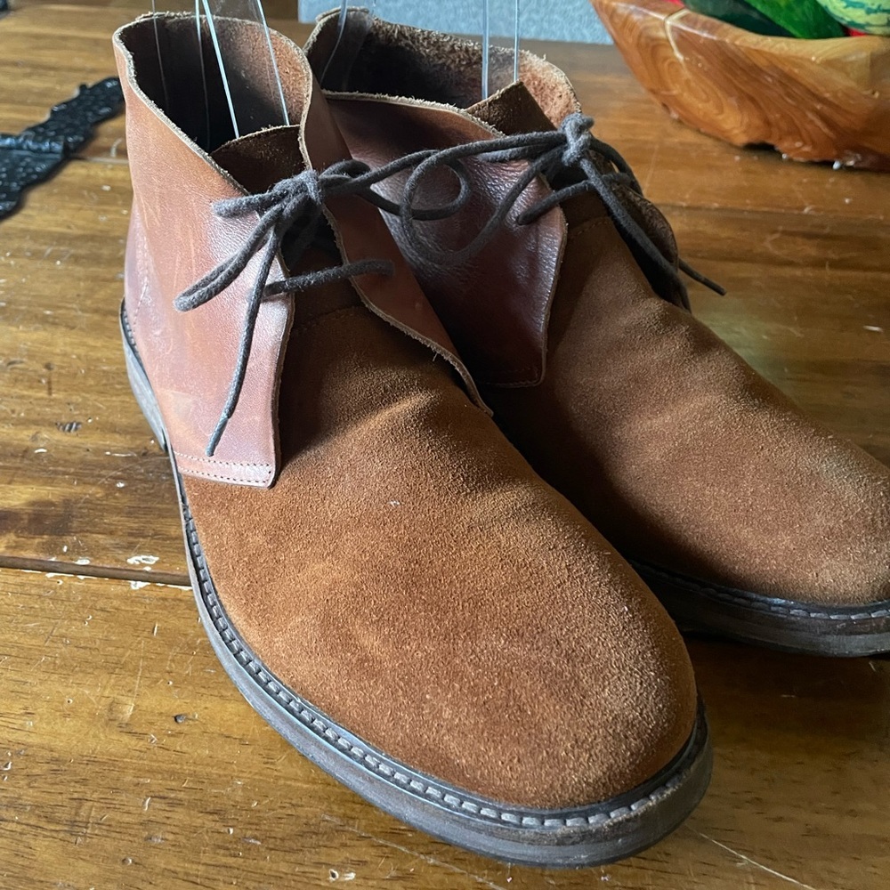SELECTED HOMME Leather Suede Ankle Chukka Boots Brown Sz 43